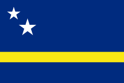 Curacao Courtesy Flag 12 x 18, featuring a white star on marine-grade nylon, with a strong canvas header and brass grommets.