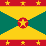 Grenada Courtesy Flag 12 x 18 featuring a red and green triangle with a yellow star, made from Marine-grade solarmax nylon with brass grommets.