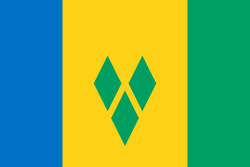 Saint Vincent and the Grenadines Courtesy Flag 12 x 18 with diamond shapes, marine-grade nylon, canvas header, and brass grommets for durability.