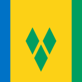 Saint Vincent and the Grenadines Courtesy Flag, 12 x 18, marine-grade nylon, canvas header, brass grommets, vibrant blue, yellow, and green design.