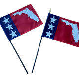 Custom SEWN Applique FLAG featuring red, white, and blue sections with white stars, made of UV resistant nylon, strong header, and brass grommets.