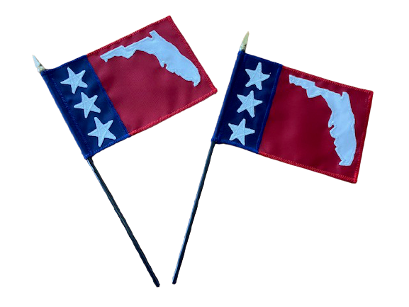 Custom SEWN Applique FLAG featuring red, white, and blue sections with white stars, made of UV resistant nylon, strong header, and brass grommets.