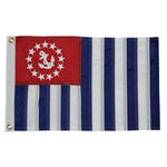 US Power Squadron Ensign Nylon Flag Embroidered and Sewn 16 x 24, featuring white stars around an anchor on a red canton with vertical blue and white stripes.