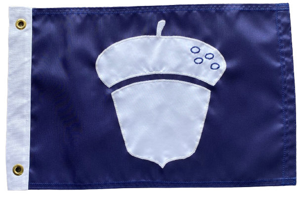 Treasurer Yacht Club Officer Flag with sewn applique acorn, 12 x 18 nylon, featuring durable construction, canvas header, and brass grommets, symbolizing club officer presence.