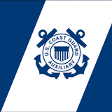 US Coast Guard Auxiliary Ensign 15 x 23 Nylon Sewn Applique Embroidered Flag featuring a blue and white design with an anchor and shield emblem.