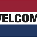 WELCOME Flag 3' x 5' Printed Nylon with header and brass grommets. Ideal for open houses, new businesses, and properties for sale.