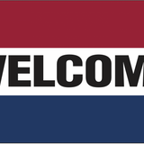 WELCOME Flag 3' x 5' Printed Nylon with header and brass grommets. Ideal for open houses, new businesses, and properties for sale.