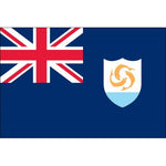 Anguilla Courtesy Flag 12 x 18, Marine-grade nylon with canvas header and brass grommets, featuring the Anguilla emblem with three fish in a circle.