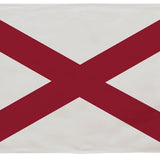 Alabama State Flag 5' x 8' Printed Nylon, featuring a crimson St. Andrew's cross on a white field, with brass grommets for outdoor use.