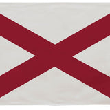 Alabama State Flag 3' x 5' printed on nylon with a crimson St. Andrew's cross, canvas header, and brass grommets for outdoor use.