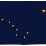 Alaska State Flag 2' x 3' Printed Nylon with yellow stars on blue field, strong canvas header, brass grommets, and UV resistant nylon for outdoor use.