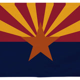 Arizona State Flag 2' x 3' Printed Nylon, featuring a red star and yellow rays on a blue field, with strong canvas header and brass grommets.