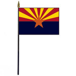 Arizona Stick Flag - 4 x 6 Desktop Flag featuring a single star, mounted on a 10.5 plastic stick with a gold spear finial.