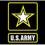 US Army Logo Flag Printed Nylon 3' x 5', featuring a yellow star with a white center on a black background, strong canvas header, and brass grommets.