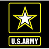 US Army Logo Flag Printed Nylon 3' x 5', featuring a yellow star with a white center on a black background, strong canvas header, and brass grommets.