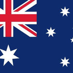 Australia Flag Printed Nylon 5' x 8' with white stars on blue background, strong canvas header, two brass grommets, and four rows of lock-stitching.