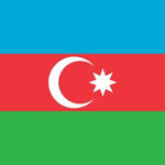 Azerbaijan Flag Printed Nylon 3' x 5': Features white crescent and star on a red background, strong canvas header, brass grommets, UV resistant, suitable for indoor or outdoor use.