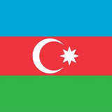 Azerbaijan Flag Printed Nylon 3' x 5': Features white crescent and star on a red background, strong canvas header, brass grommets, UV resistant, suitable for indoor or outdoor use.