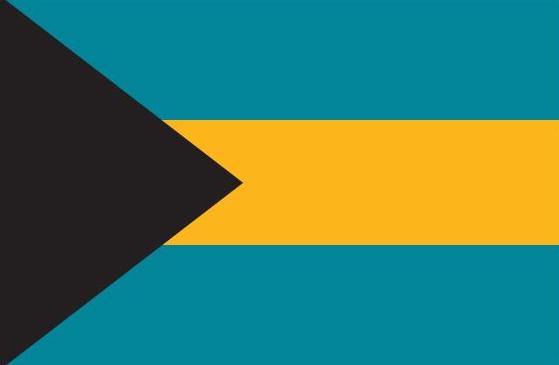 Bahamas National Courtesy Flag 12 x 18, featuring marine-grade Solarmax nylon, canvas header, and brass grommets.