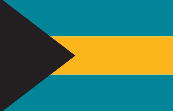 Bahamas Flag Printed Nylon 3' x 5' with brass grommets and canvas header, featuring full-color digital acid dye printing for indoor or outdoor use.