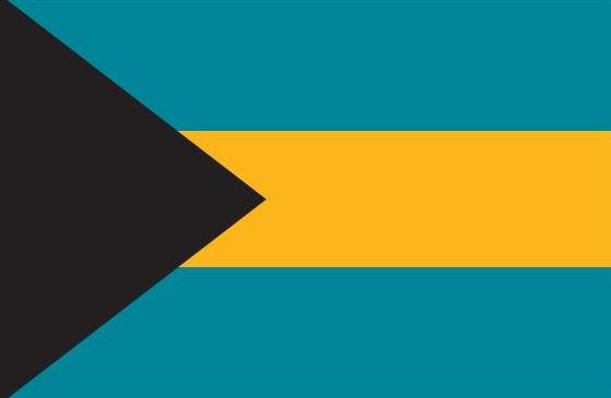 Bahamas Flag Printed Nylon 3' x 5' with strong canvas header and brass grommets, showcasing official UN design for outdoor use.