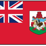 Bermuda Courtesy Flag 12 x 18, featuring a red lion with a ship crest, made of durable Marine-grade nylon with canvas header and brass grommets.