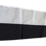 6 Code Signal Pennant Size 2 sewn nylon, 16 x 36, featuring a canvas header and brass grommets, displayed unfurled. Made in the USA.