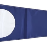 2 Code Signal Pennant Size 2 Sewn Nylon 16 x 36 with a white circle on a blue background, featuring a canvas header and brass grommets.