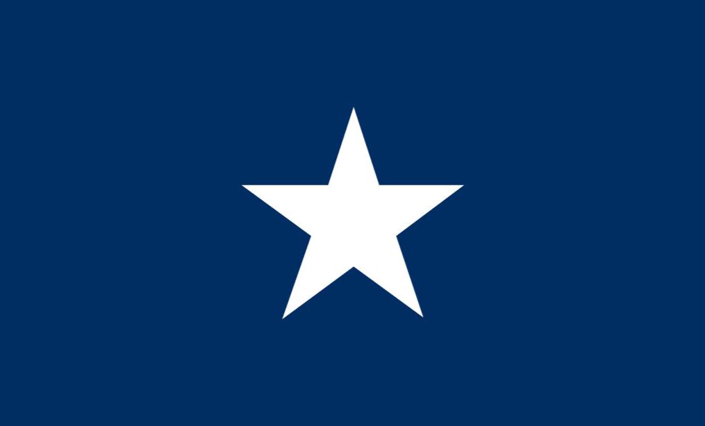 Bonnie Blue Historic US Flag 3' x 5' Printed Nylon featuring a single white star on a blue field, made of heavyweight nylon with brass grommets.