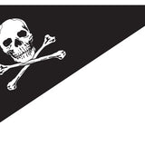 Jolly Roger Pirate Bow Flag 10 x 15 Printed Nylon featuring a skull and crossbones design, with canvas header and brass grommets for indoor or outdoor use.