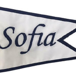 Custom SEWN Personalized Flags featuring black text on a white background, highlighting top-quality craftsmanship and durable materials, made by experienced seamstresses in the USA.