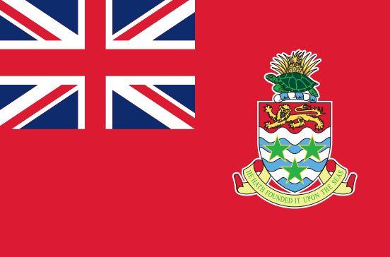 Cayman Islands Courtesy Flag 12 x 18 featuring a turtle and crest design, made of Marine-grade nylon with a canvas header and brass grommets.