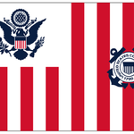 US Coast Guard Ensign Nylon Printed Flag 12 x 18 featuring an anchor and emblem, with headers and brass grommets for display.