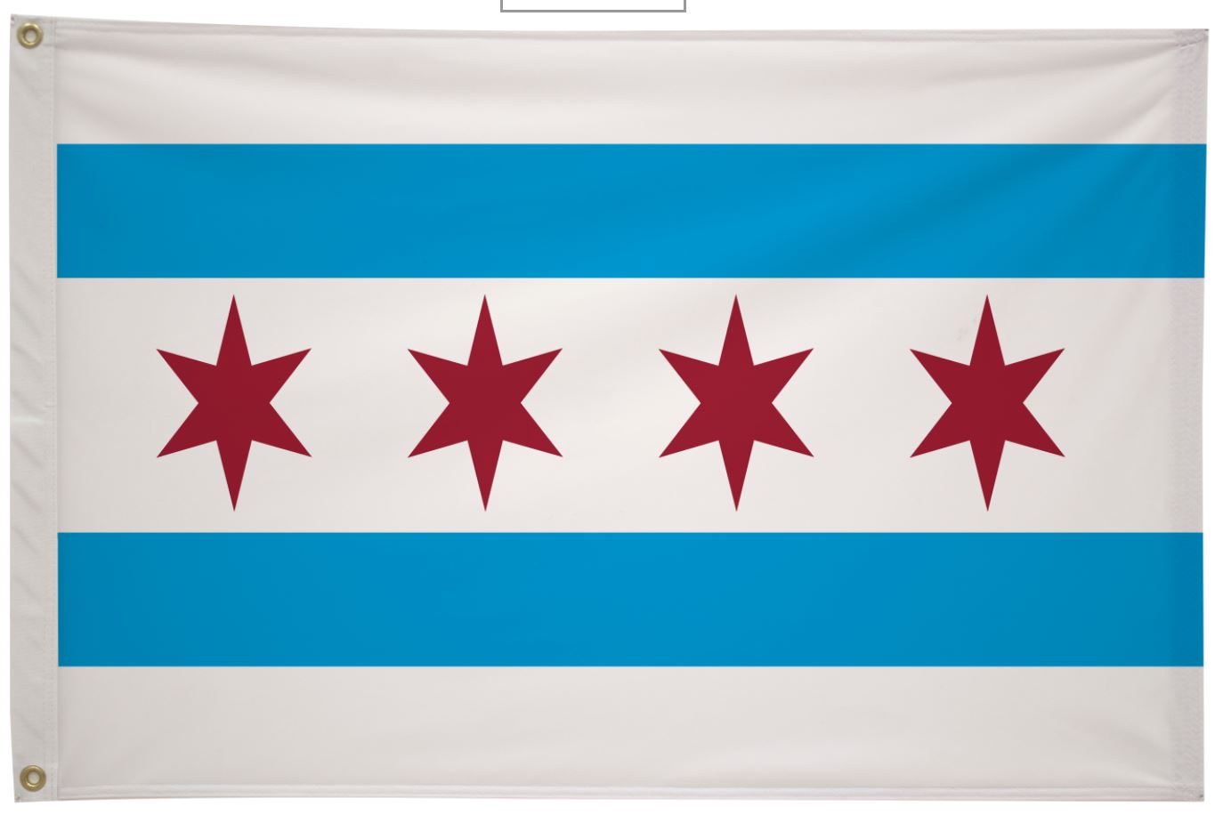 City of Chicago Flag Printed Nylon 3' x 5', featuring four red stars on a white background, suitable for indoor or outdoor use.