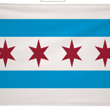 City of Chicago Flag Printed Nylon 3' x 5', featuring four red stars on a white background, suitable for indoor or outdoor use.