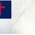 Christian Flag 3' x 5' Printed Nylon, featuring a red Latin cross inside a blue canton on a white field, with brass grommets and canvas header.