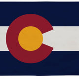 Colorado State Flag 2' x 3' Printed Nylon features a red circle and white stripe. Includes brass grommets, UV resistant, suitable for indoor/outdoor use.