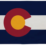 Colorado State Flag 5' x 8' Printed Nylon featuring a red circle with yellow inside on a blue and white background, canvas header, and brass grommets.