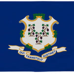 Connecticut State Flag 6' x 10' Printed Nylon, featuring a blue and white design with a white emblem, suitable for outdoor use with brass grommets.