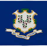 Connecticut State Flag 6' x 10' Printed Nylon, featuring a blue and white design with a white emblem, suitable for outdoor use with brass grommets.