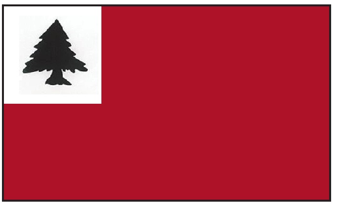 Continental Historic Flag Printed Nylon 3' x 5' features a red flag with a black silhouette of a pine tree in the white canton.