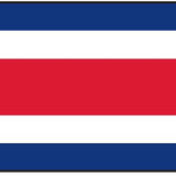 Costa Rica Courtesy Flag, 12 x 18, Marine-grade solarmax nylon, strong canvas header, brass grommets, showcasing precise rectangular design.