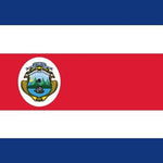 Costa Rica Flag Printed Nylon 2' x 3' with a red, white, and blue stripe, featuring strong canvas header and brass grommets for indoor or outdoor use.