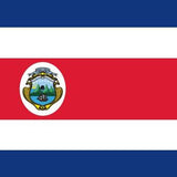 Costa Rica Flag Printed Nylon 2' x 3' with a red, white, and blue stripe, featuring strong canvas header and brass grommets for indoor or outdoor use.