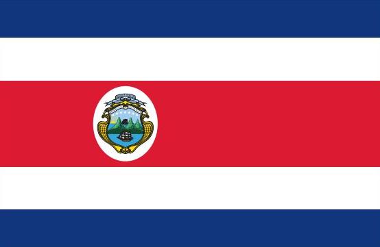 Costa Rica Flag Printed Nylon 3' x 5', featuring a strong canvas header, brass grommets, and UV-resistant nylon for outdoor use.