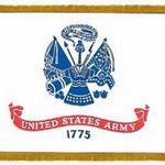 Close-up of the Crown US Army Flag Printed Nylon 4' x 6', featuring the official Army seal and United States Army inscription on a white background.