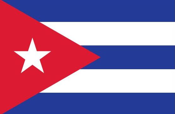 Cuba Courtesy Flag 12 x 18 with a white star in the center on a red background, made of Marine-grade nylon with canvas header and brass grommets.