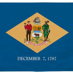 Delaware State Flag 3' x 5' Printed Nylon features official design with a yellow and blue diamond, white and red emblem, and sturdy construction for outdoor use.