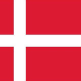 Denmark Flag Printed Nylon 3' x 5' with UN design, featuring brass grommets and lock-stitching for durability, suitable for indoor or outdoor use.