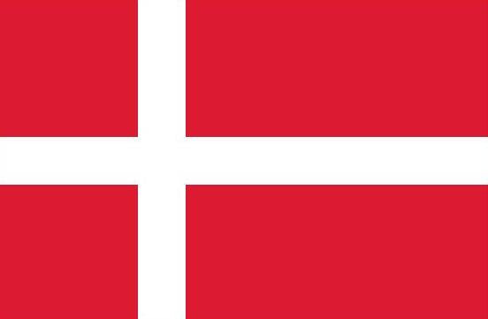 Denmark Flag Printed Nylon 3' x 5' with UN design, featuring brass grommets and lock-stitching for durability, suitable for indoor or outdoor use.